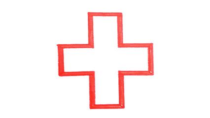 Fototapeta premium Red Cross Sign Transparent Background Black Marker