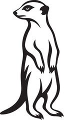Meerkat bold black and white illustration, Curious animal vector for zoo themes