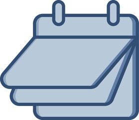 Calendar vector icon with transparent background. Changeable blue color design.