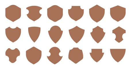 Fototapeta premium Shield icons set. Protect shield security line icons. Security, football patches isolated on white background. Badge quality symbol, sign, logo or emblem. Vector illustration.
