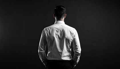 Man in white shirt, back view