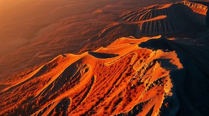 Sunkissed mountainous landscape with golden hues