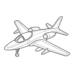 Jet plane illustration vector style coloring page line art