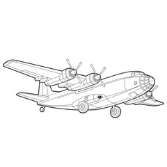 cargo plane illustration vector style coloring page 