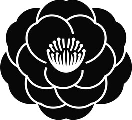 Black camellia flower silhouette white