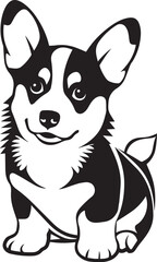 simple outline of corgi icon, minimalist, black vector, clipart, white background icon black vector illustration
