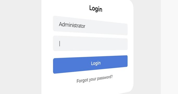 Animation login administrator overused password