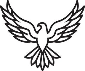 Fototapeta premium Minimal line logo icon of eagle wings. black and white only, line, flat, vector, bold, thick lines, Minimalist geometry icon black vector illustration
