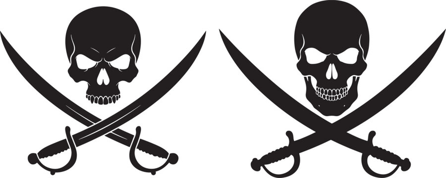 Skull with crossed sabers silhouette design