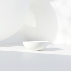 Minimalist Display: Half-Sphere Bowl and Abstract Curvilinear Forms