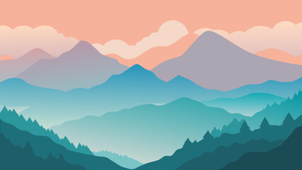 mountains in the fog