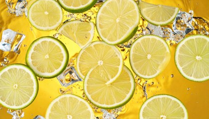 Fototapeta premium Lime slices in water with ice