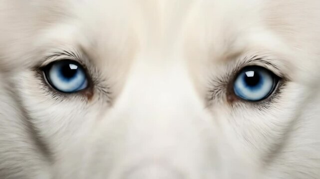 White Husky Dog with Intense Blue Eyes