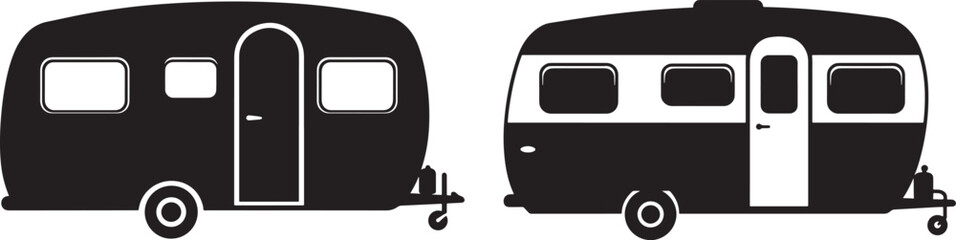 Vintage travel trailer silhouette for retro adventures