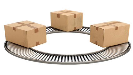 Aerial view streamlined efficiency in warehouse conveyor package handling