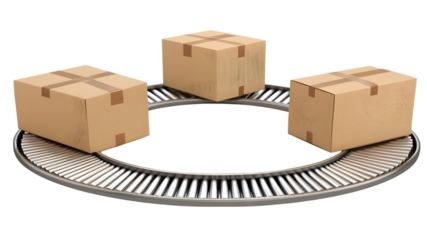 Aerial view streamlined efficiency in warehouse conveyor package handling