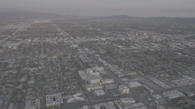 Aerial Video of Valley Presbyterian Hospital in the San Fernando Valley, Los Angeles, California. SLog3