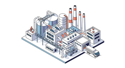 Modern industrial manufacturing facility with automated logistics and advanced production infrastructure