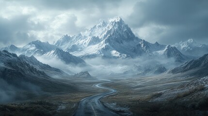 Majestic Winter Mountain Landscape: A Serene Journey