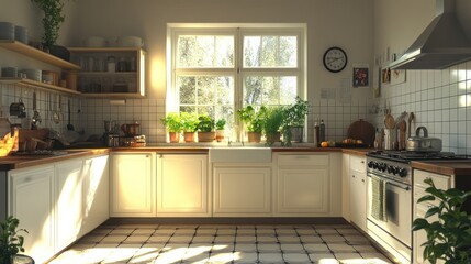 Sunlit Cozy Kitchen Interior Design