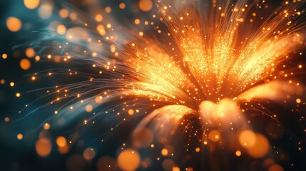 Abstract Orange and Teal Light Burst: A Digital Artwork