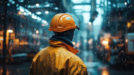 Rainy Day at the Factory: A Worker's Solitude