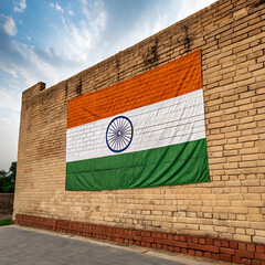 Indian Flag on Brick Wall: A Vibrant Display of National Pride