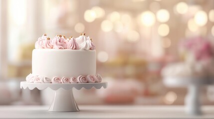 Cake shop branding template, blank cake box  on blur background 