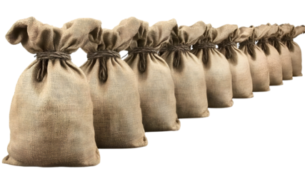 Indoor product photography of eco-friendly burlap bags for sustainability