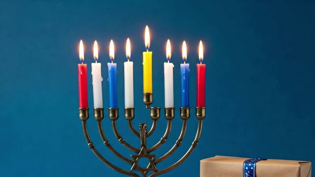 hanukkah menorah with candles