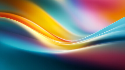 Fototapeta premium Vibrant abstract wave pattern in blue, yellow, and red with smooth gradients and dynamic motion. Ideal for backgrounds, creative design, and digital art projects.