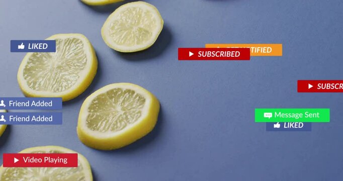Subscribe banner popping up sparks notifications floating over lemon slices enhancing engagement