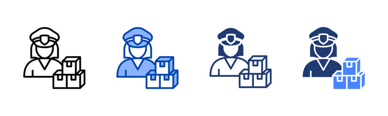 Customs Broker icon set multiple style collection