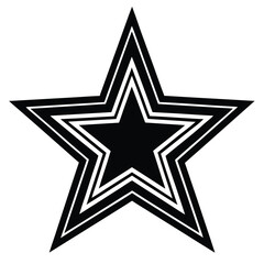Obraz premium Bold black and white five pointed star shape with concentric outlines and sharp edges silhouette