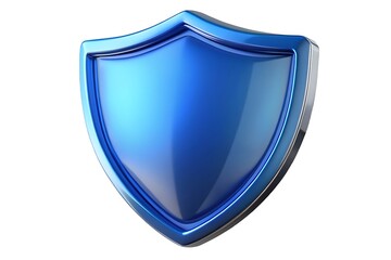 Glossy blue shield metallic frame reflection image