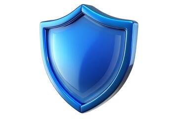 Glossy blue glass shield metallic frame reflection image