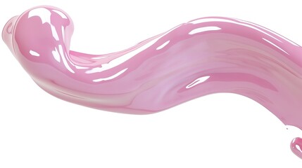 A glossy pink smear of cosmetic cream or gel stands out on a clean white background, presenting a visually appealing and eye - catching display. The smooth and shiny texture of the pink smear adds a t