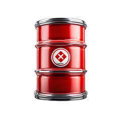 Red barrel with X mark