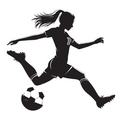 female soccer player black silhouette vector graphics