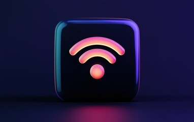 3D glowing Wi-Fi icon on dark background, perfect for digital connectivity
