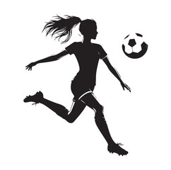 female soccer player black silhouette vector graphics