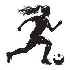 female soccer player black silhouette vector graphics