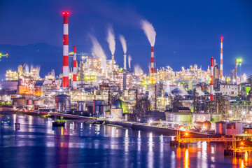 広島県　大竹市　工場夜景 亀居公園