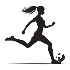 female soccer player black silhouette vector graphics