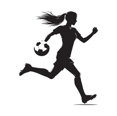 female soccer player black silhouette vector graphics