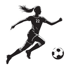 female soccer player black silhouette vector graphics