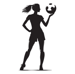 female soccer player black silhouette vector graphics