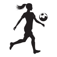 Obraz premium female soccer player black silhouette vector graphics