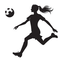 female soccer player black silhouette vector graphics