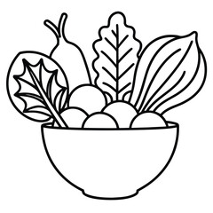 A bowl of fresh leafy greens and round vegetables salad healthy